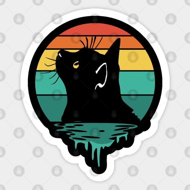 Curious Cat Vintage Sunset Sticker by Shawnsonart